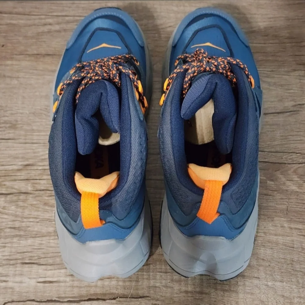 Hoka One One Blue with Orange Accent Trail Boots